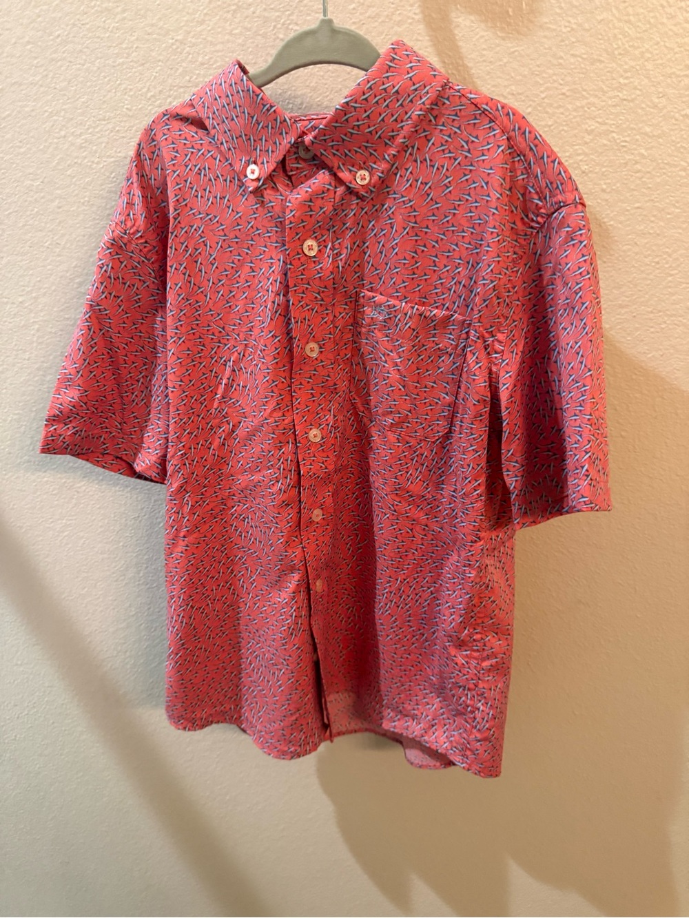 Kid’s Red Short-Sleeve Button-Up Shirt